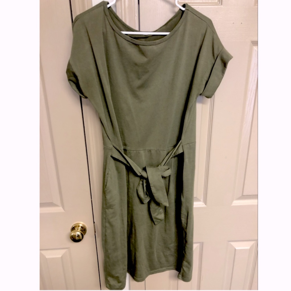 Army green tie dress